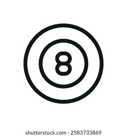 8 ball pool line icon, eight ball vector symbol with editable stroke