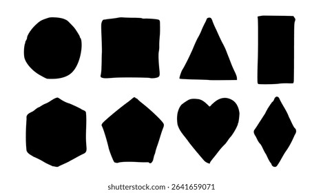 8 Basic Doodle Shapes Filled Vector Image Geometric Shape Icon Bundle