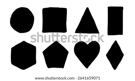 8 Basic Doodle Shapes Filled Vector Image Geometric Shape Icon Bundle