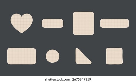8 piezas de papel a cuadros beige rasgado