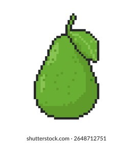 8 bit avocado icon. Pixel art object. Old school computer graphic style