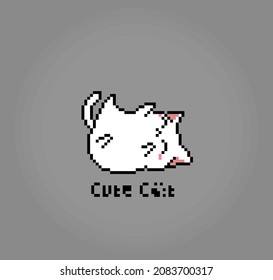 8 bit cat pixels. Animal in vector illustration.