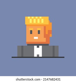 8 Bit Charachter man illustration in retro style vector, Pixel Art