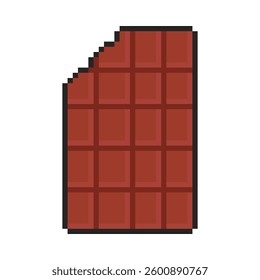 8 bit chocolate bar icon. Pixel art object. Retro 80s,90s video game graphics