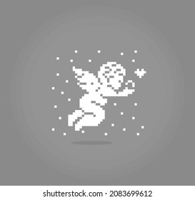 8 bit cupid pixels. Fairy in vector illustration.