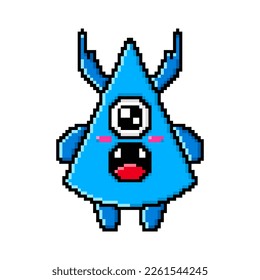 8 Bit cute illustration design monster vector