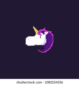 8 bit cute unicorn head.pixel art.EPS10.