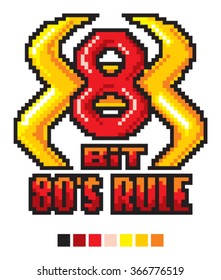 8 bit design in eighties game style pixel art