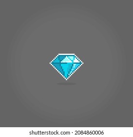 8 bit diamond pixels. Stone items for asset games in vector illustrations.