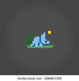 8 bit dinosaur pixels. Animals in vector illustrations for Cross Stitch patterns.