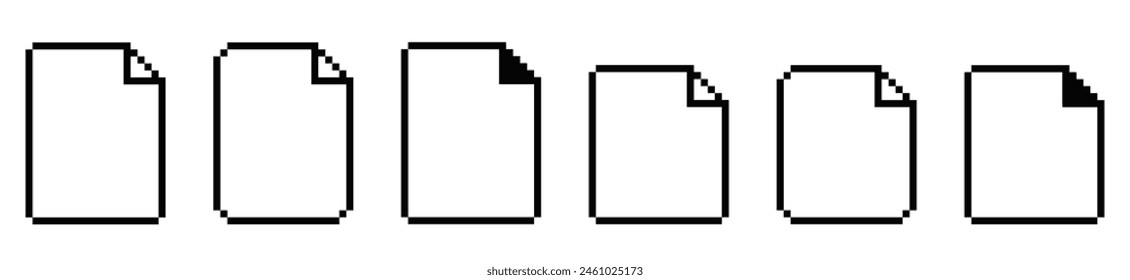 8 bit document vector icon. Pixel 8bit text file old retro symbol