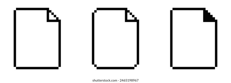 8 bit document vector icon. Pixel 8bit text file old retro symbol