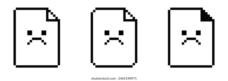 8 bit document vector icon. Pixel 8bit text file old retro symbol