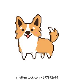 8 bit dog breed welsh corgi. It can be used for sticker, patch, phone case, poster, t-shirt, mug and other design.