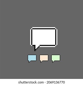 8 bit empty bubble text. chat icon for game assets in vector illustration.