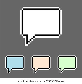 8 bit empty bubble text. chat icon for game assets in vector illustration.