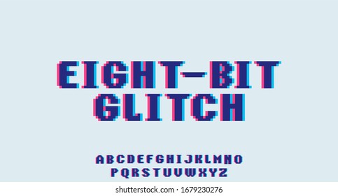 8 bit font retro game typeface style vector font typeset alphabet
