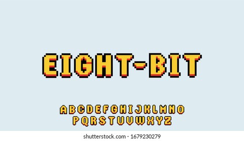 8 bit font retro game typeface style vector font typeset alphabet
