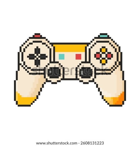8 bit gamepad icon. Pixel art object. Old school computer graphic style