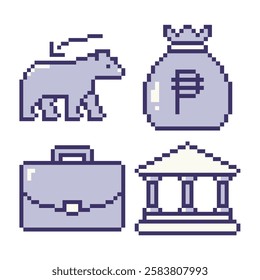 8 Bit Halftone Pixel Icons Nostalgia