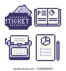 8 Bit Halftone Pixel Icons Nostalgia