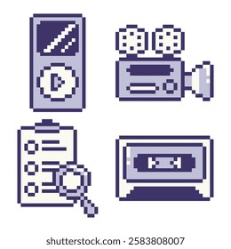 8 Bit Halftone Pixel Icons Nostalgia