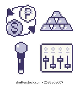 8 Bit Halftone Pixel Icons Nostalgia