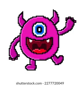 8 Bit happy illustration monster design kawaii