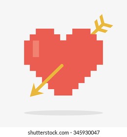 8 Bit Heart And Arrow Icon in Vector
