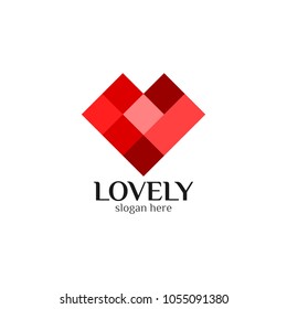 8 bit Heart Logo design vector template. St. Valentine day of love symbol