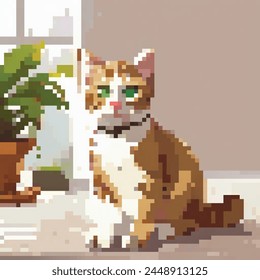 8 Bit Illustration of a Cat
