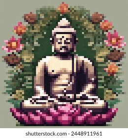 8 Bit Illustration of a Sitting Buddha