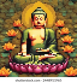 8 Bit Illustration of a Sitting Buddha