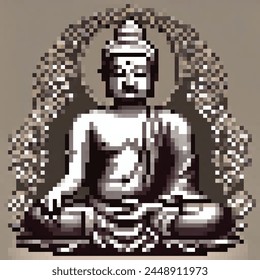 8 Bit Illustration of a Sitting Buddha
