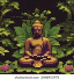 8 Bit Illustration of a Sitting Buddha