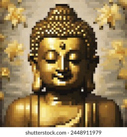 8 Bit Illustration of a Sitting Buddha