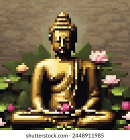 8 Bit Illustration of a Sitting Buddha