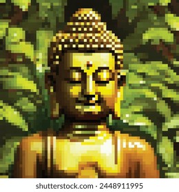 8 Bit Illustration of a Sitting Buddha