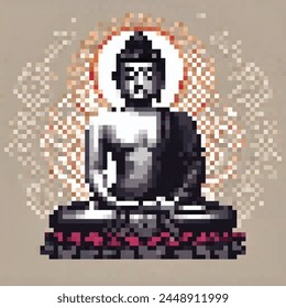 8 Bit Illustration of a Sitting Buddha