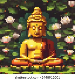 8 Bit Illustration of a Sitting Buddha
