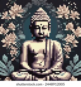 8 Bit Illustration of a Sitting Buddha