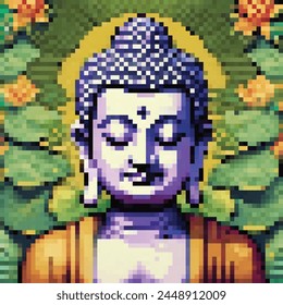8 Bit Illustration of a Sitting Buddha