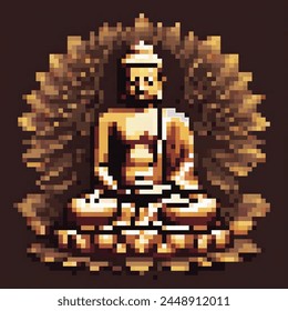 8 Bit Illustration of a Sitting Buddha