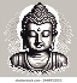 8 Bit Illustration of a Sitting Buddha