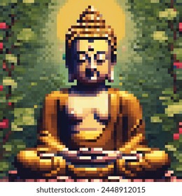 8 Bit Illustration of a Sitting Buddha