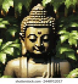 8 Bit Illustration of a Sitting Buddha