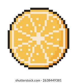 8 bit lemon icon. Pixel art object. Old school computer graphic style