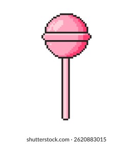 8 bit lollipop icon. Pixel art object. Old school vintage game graphic