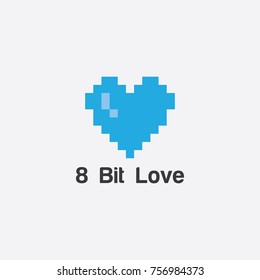 8 bit love vector illustration