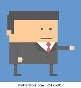8 bit man in suit and tie reaching out / handshaking to the right